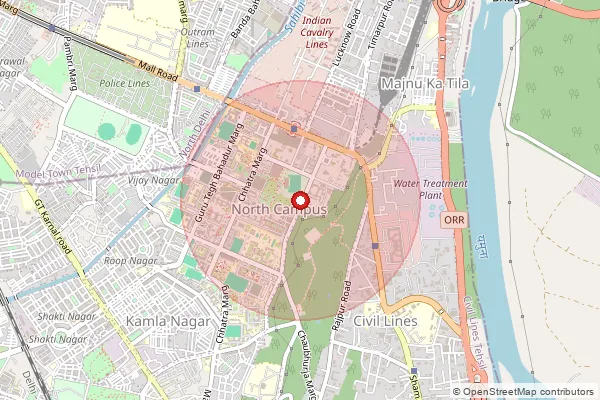 Map showing approximate area covered by Pincode 110007 — Rana Pratap Bagh So, North