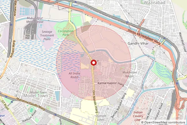 Map showing approximate area covered by Pincode 110009 — Gtb Nagar So, North