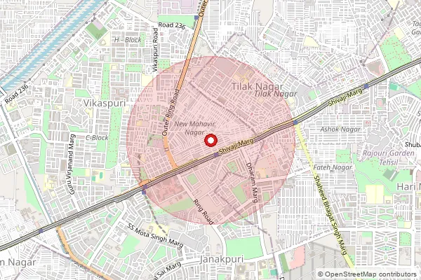 Map showing approximate area covered by Pincode 110018 — Chand Nagar S.O, West