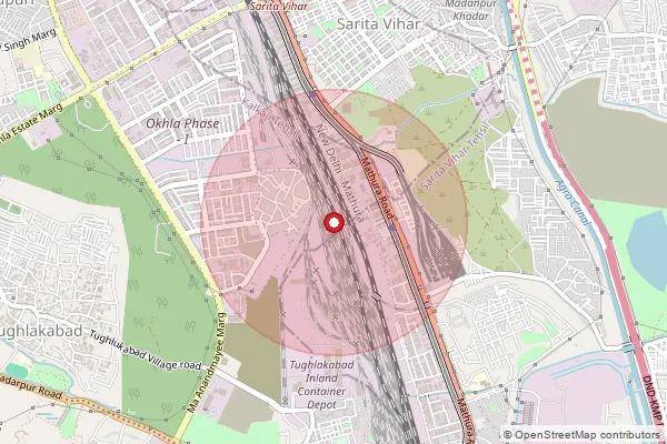 Map showing approximate area covered by Pincode 110020 — Tehkhand Bo, South