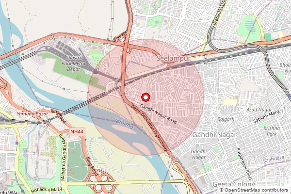 Map showing approximate area covered by Pincode 110031 — Gandhi Nagar Bazar So, Shahdara