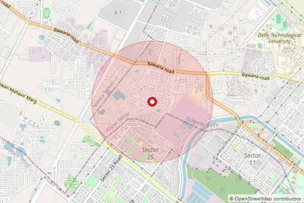 Map showing approximate area covered by Pincode 110042 — Samai Pur So, North