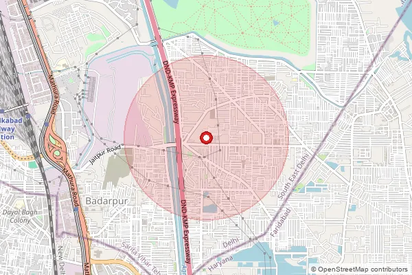 Map showing approximate area covered by Pincode 110044 — Village Tugalkabad Bo, South