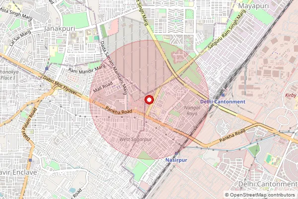 Map showing approximate area covered by Pincode 110046 — Sagarpur S.O, New Delhi