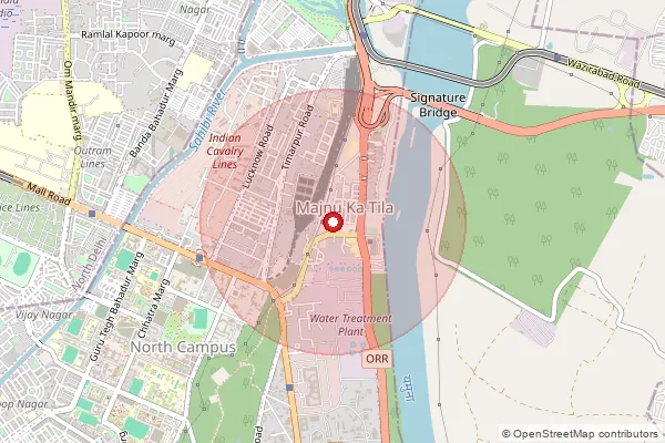 Map showing approximate area covered by Pincode 110054 — Civil Lines So North Delhi, Central