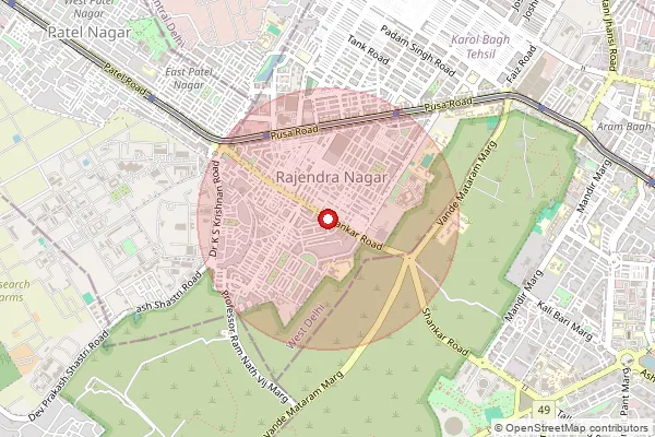 Map showing approximate area covered by Pincode 110060 — Rajender Nagar So, Central