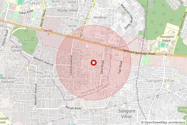 Map showing approximate area covered by Pincode 110062 — Dr Ambedkar Nagar So South Delhi, South