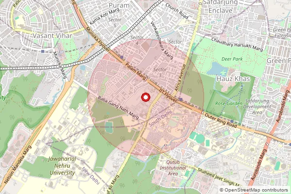 Map showing approximate area covered by Pincode 110067 — Munirka So, New Delhi