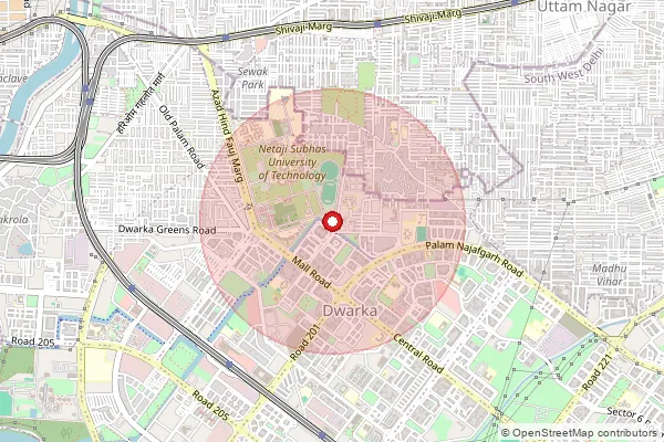 Map showing approximate area covered by Pincode 110075 — Ndc Dwarka Sec-6, South West