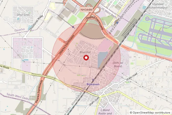 Map showing approximate area covered by Pincode 110077 — Raj Nagar   Ii S.O, South West