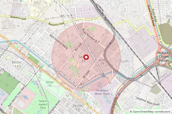 Map showing approximate area covered by Pincode 110089 — Rohini Sector 15 So, North West