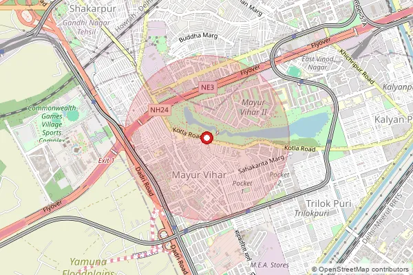 Map showing approximate area covered by Pincode 110091 — Kalyanpuri So, East