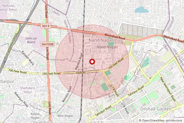 Map showing approximate area covered by Pincode 110094 — Gokal Puri So, North East