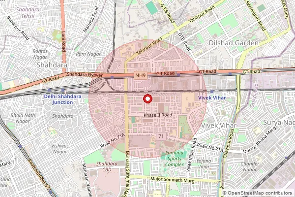 Map showing approximate area covered by Pincode 110095 — Jhilmil Ho, Shahdara