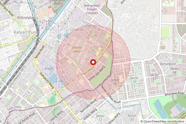 Map showing approximate area covered by Pincode 110096 — New Ashok Nagar S.O, East