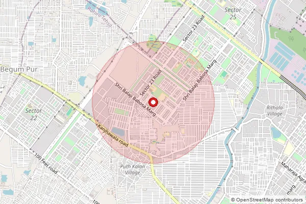Map showing approximate area covered by Pincode 110099 — Rohini Sector 23 So, North West