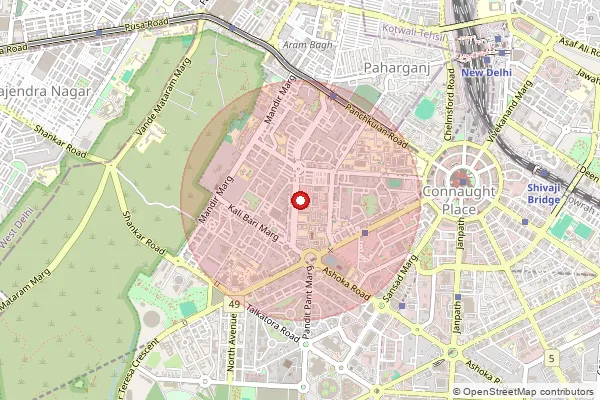 Map showing approximate area covered by Pincode 110102 — Ndc Ndho, New Delhi