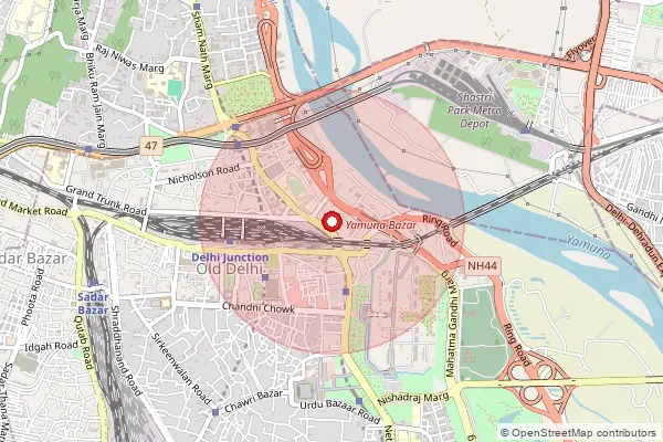Map showing approximate area covered by Pincode 110106 — Delhi Gpo Ndc, North