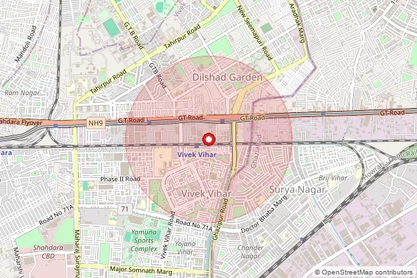 Map showing approximate area covered by Pincode 110195 — Jhilmil Ndc, Shahdara