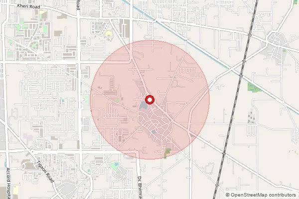 Map showing approximate area covered by Pincode 121002 — Faridabad City So, Faridabad