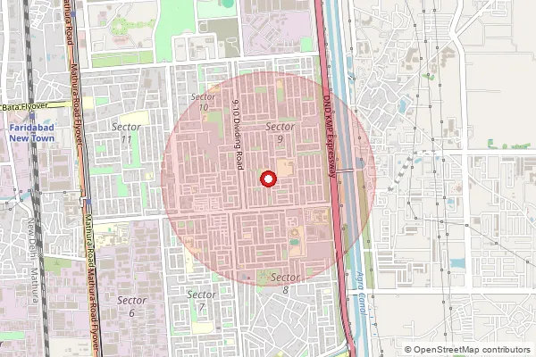 Map showing approximate area covered by Pincode 121006 — Faridabad Sector 9 So, Faridabad