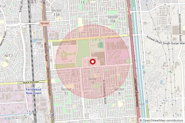 Map showing approximate area covered by Pincode 121007 — Faridabad Sector 15 So, Faridabad