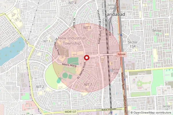 Map showing approximate area covered by Pincode 121008 — Faridabad Sector 29 So, Faridabad