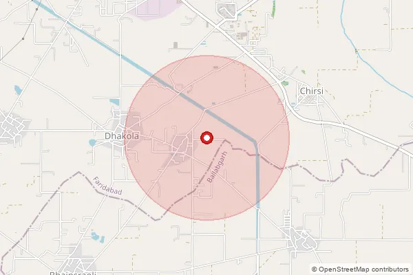 Map showing approximate area covered by Pincode 121101 — Bhainsrawali Bo, Faridabad