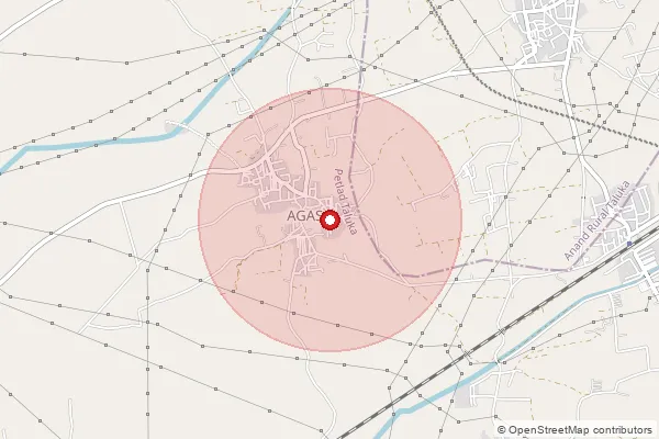Map showing approximate area covered by Pincode 121102 — Aharwan Bo, Palwal