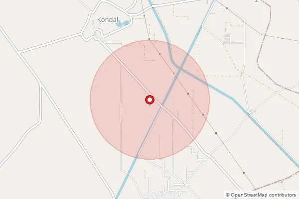 Map showing approximate area covered by Pincode 121103 — Kondal Bo, Palwal