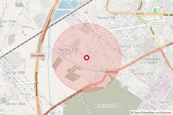 Map showing approximate area covered by Pincode 122001 — Gurgaon Ho, Gurugram