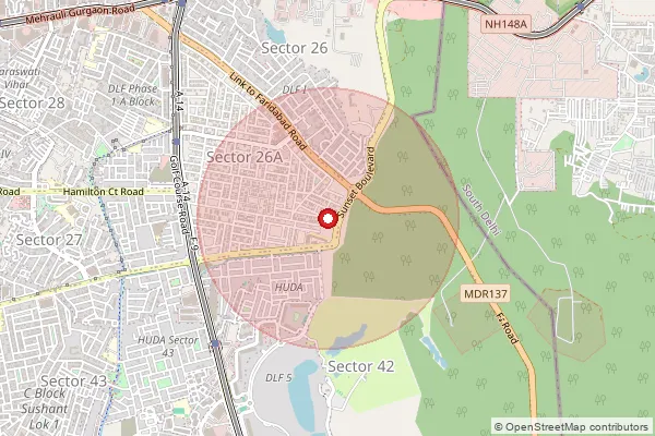 Map showing approximate area covered by Pincode 122002 — Dlf Qe So, Gurugram