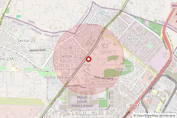 Map showing approximate area covered by Pincode 122005 — Air Force So, Gurugram