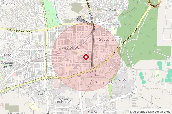 Map showing approximate area covered by Pincode 122006 — Gurgaon Village Bo, Gurugram