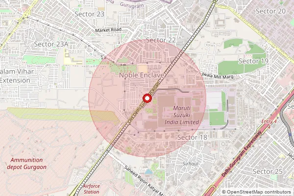 Map showing approximate area covered by Pincode 122015 — Palam Road So, Gurugram