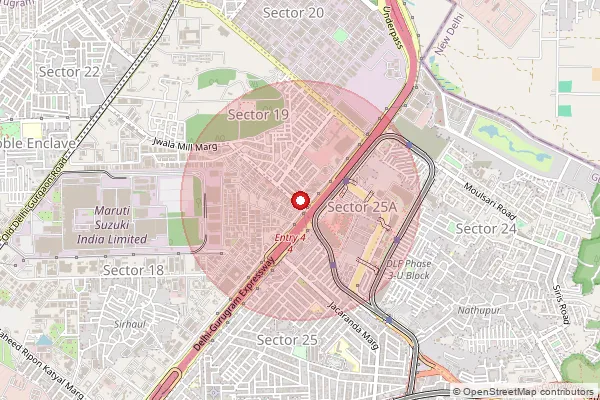 Map showing approximate area covered by Pincode 122016 — Industrial Complex Dundahera So, Gurugram
