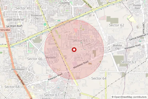 Map showing approximate area covered by Pincode 122103 — Chapera Bo, Nuh