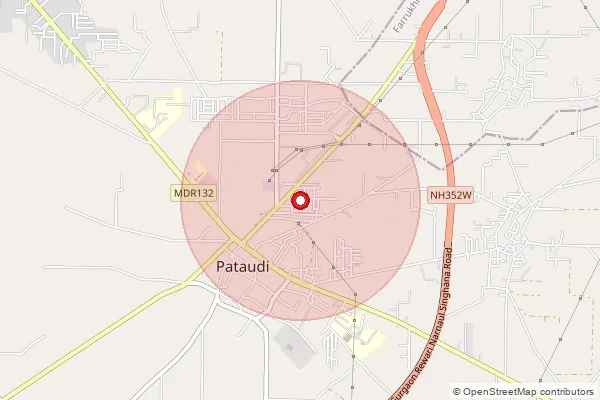 Map showing approximate area covered by Pincode 122105 — Tauru So, Nuh