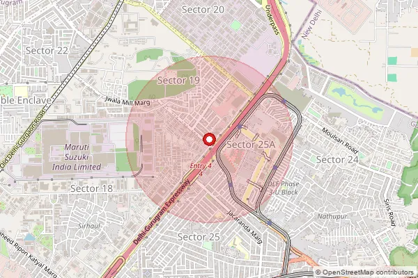 Map showing approximate area covered by Pincode 122999 — Ndc Gurgaon, Na