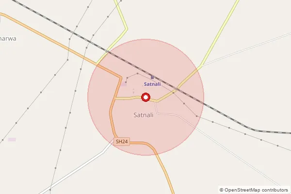 Map showing approximate area covered by Pincode 123024 — Barda Bo, Mahendragarh