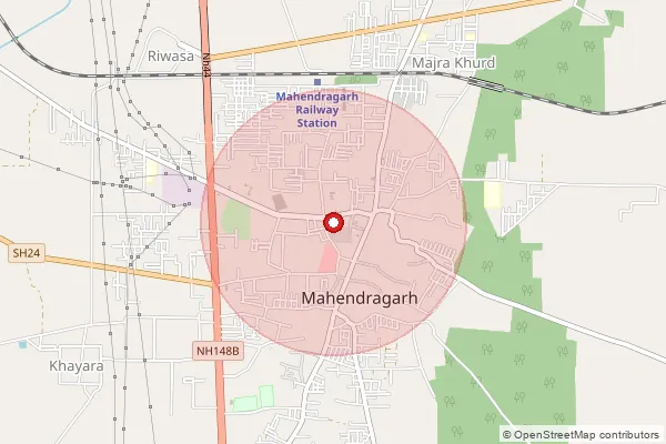 Map showing approximate area covered by Pincode 123031 — Central University Haryana Mohindergarh So, Mahendragarh