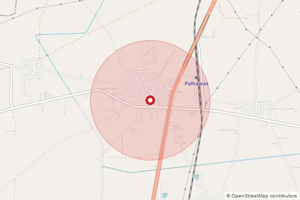 Map showing approximate area covered by Pincode 123035 — Palhawas So, Rewari