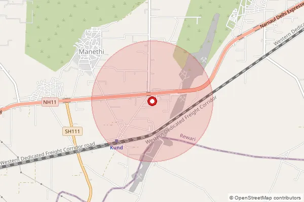 Map showing approximate area covered by Pincode 123102 — Kund So, Rewari