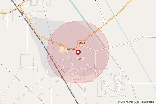 Map showing approximate area covered by Pincode 123302 — Kosli So, Rewari