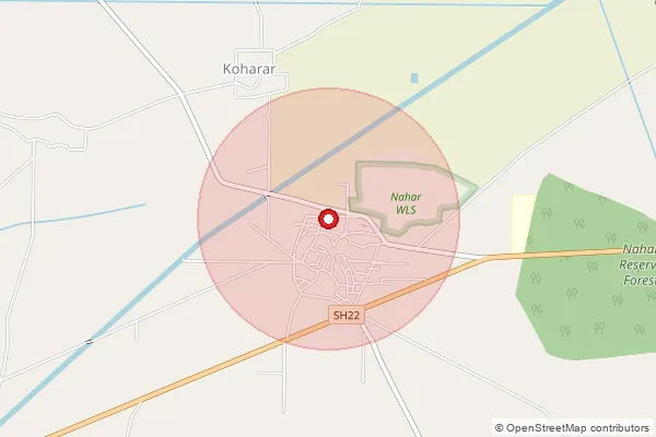 Map showing approximate area covered by Pincode 123303 — Nahar So, Rewari