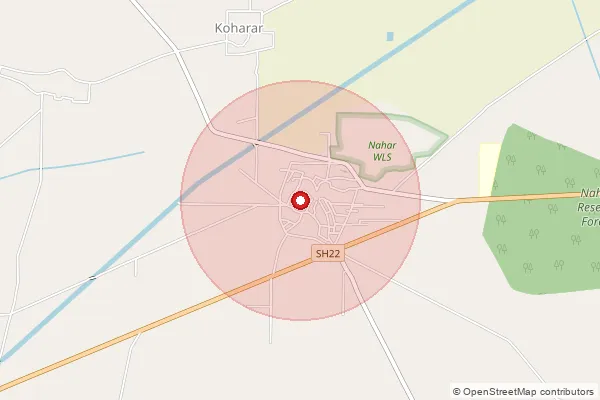 Map showing approximate area covered by Pincode 123304 — Lookhi Bo, Rewari