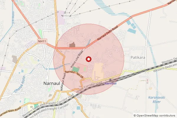 Map showing approximate area covered by Pincode 123401 — Mohdinpur Bo, Rewari