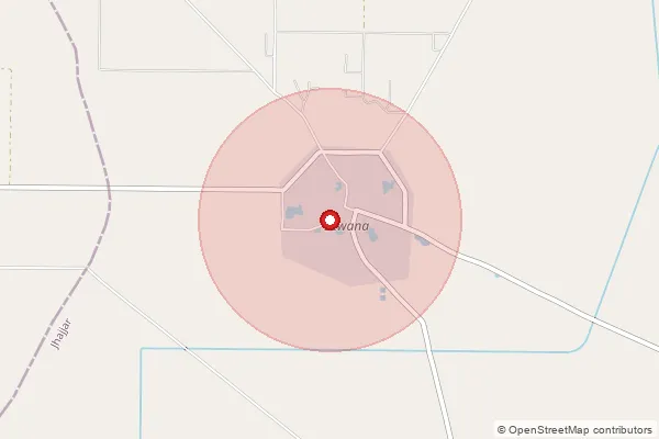 Map showing approximate area covered by Pincode 124021 — Bhambhewa Bo, Jhajjar