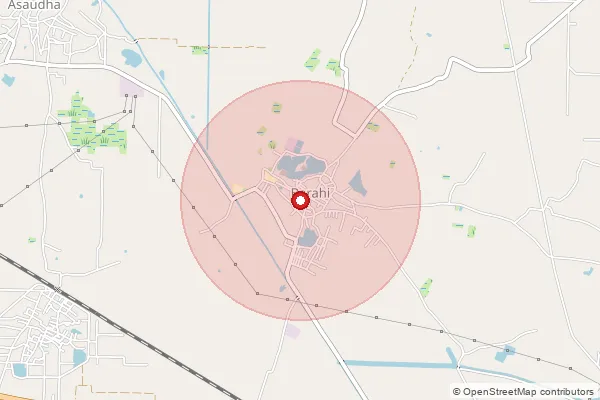 Map showing approximate area covered by Pincode 124505 — Jakhauda Bo, Jhajjar
