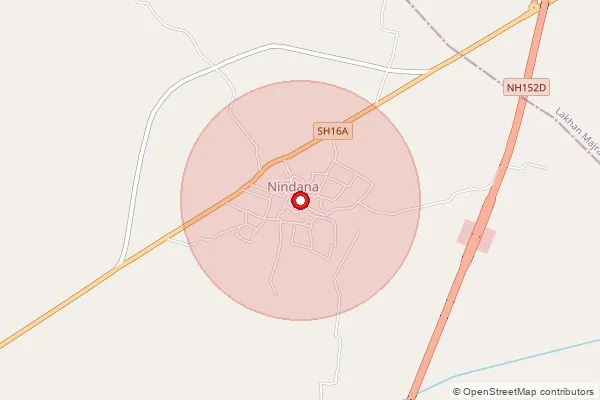 Map showing approximate area covered by Pincode 124513 — Nindana So, Rohtak